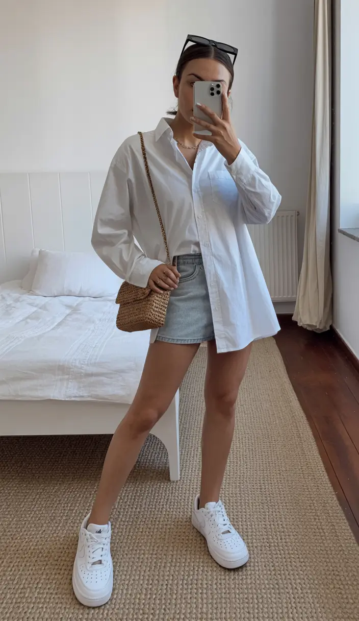 effortless spring looks 2026 Crisp White Shirt With Light Denim for Bright Spring Moments