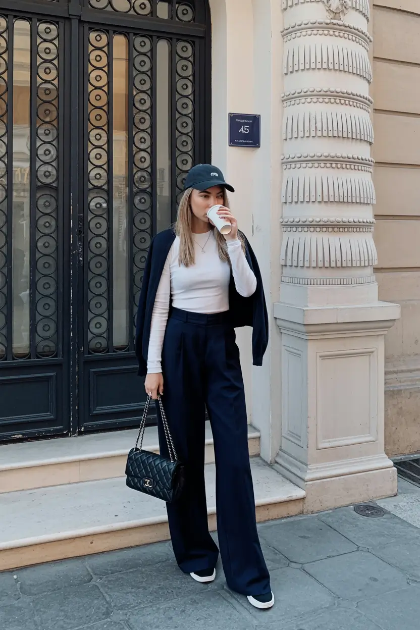 essential airport spring outfits 2026 Cool Navy Tones With City Inspired Elegance