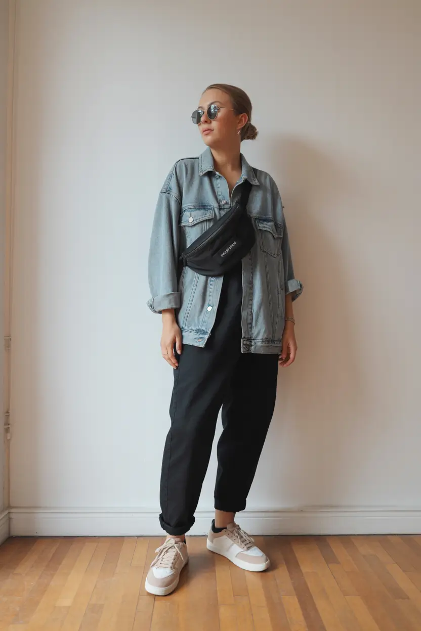 essential airport spring outfits 2026 Denim Overshirt With Relaxed Monochrome Comfort