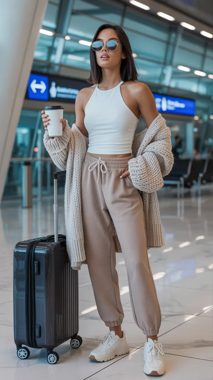 essential airport spring outfits 2026 Soft Neutrals With Cozy Texture