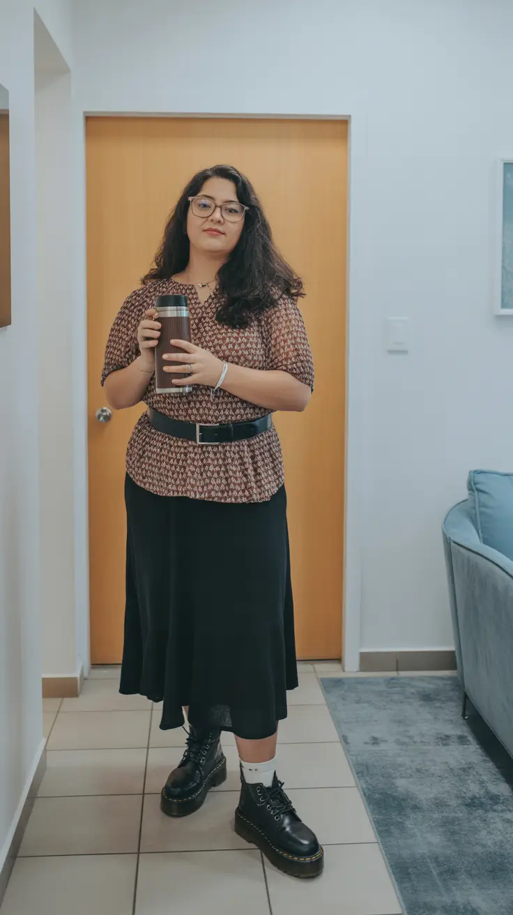 essential midsize spring outfits 2026 Soft Prints and Structured Black for Spring Balance