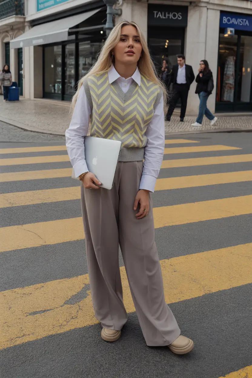 essential old money spring outfits 2026 Pastel Knitwear with Tailored Gray Flow