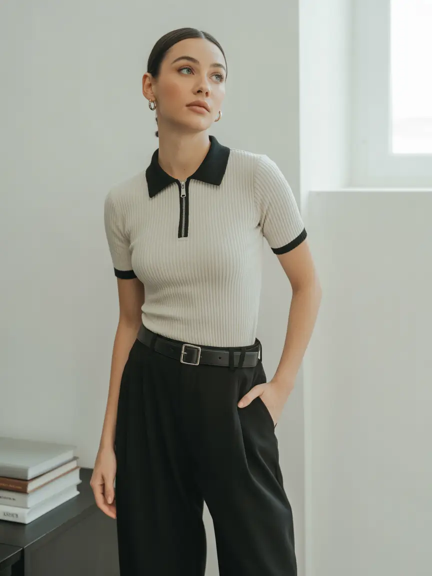 essential old money spring outfits 2026 Retro Polo Knits with Modern Black Tailoring