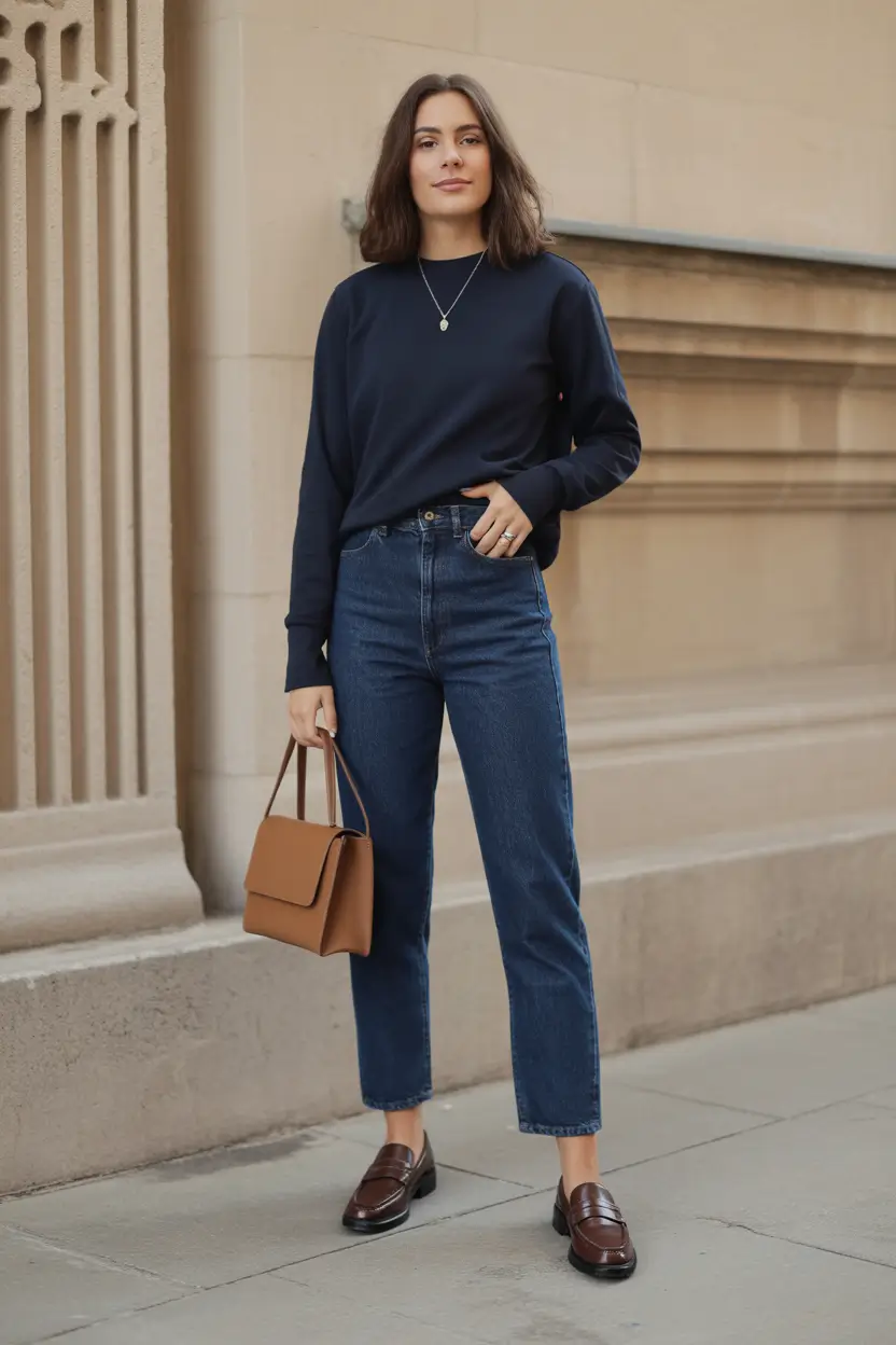 essential old money spring outfits 2026 Classic Navy Tones with Heritage Denim Ease