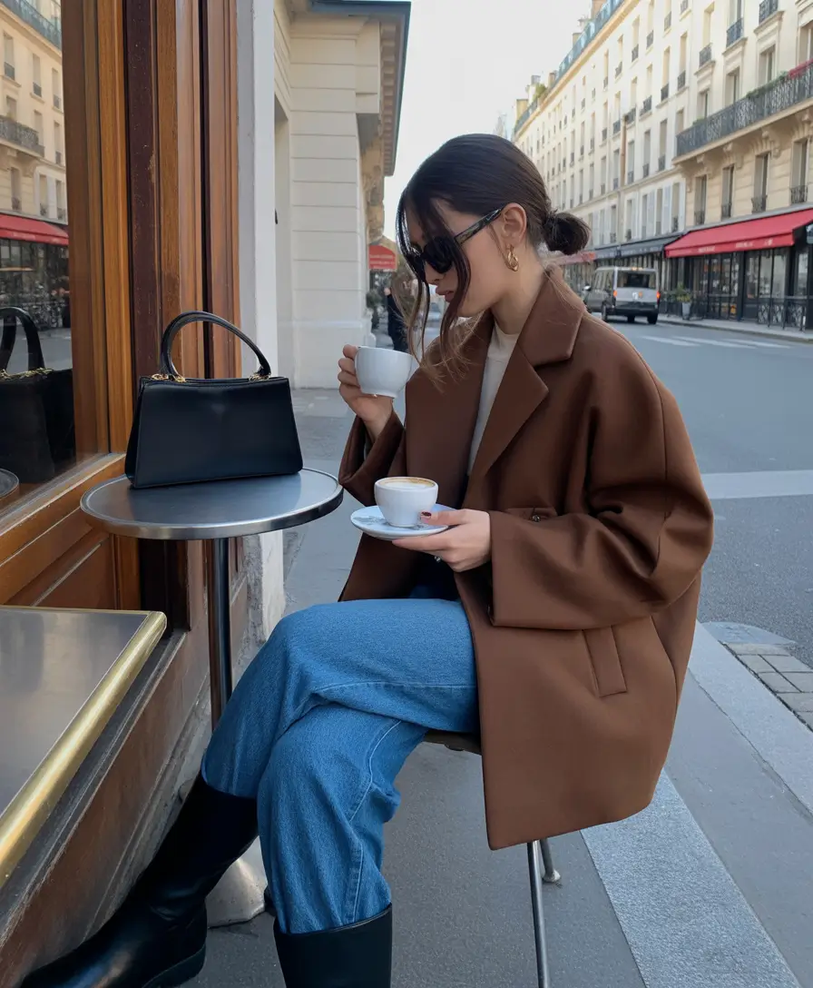 essential old money spring outfits 2026 Chocolate Wool Layers with Urban Spring Ease