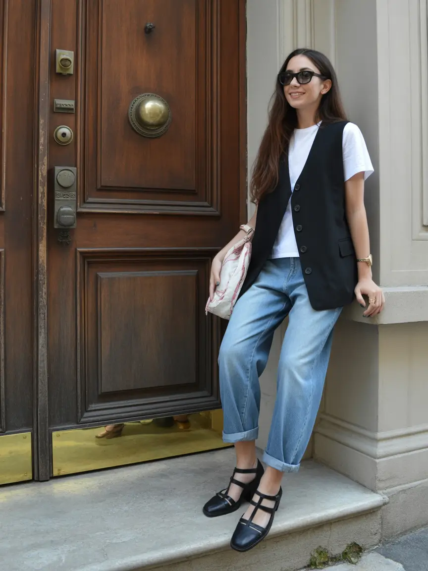 essential old money spring outfits 2026 Relaxed Grey Tee with White Trousers for Effortless Spring Ease