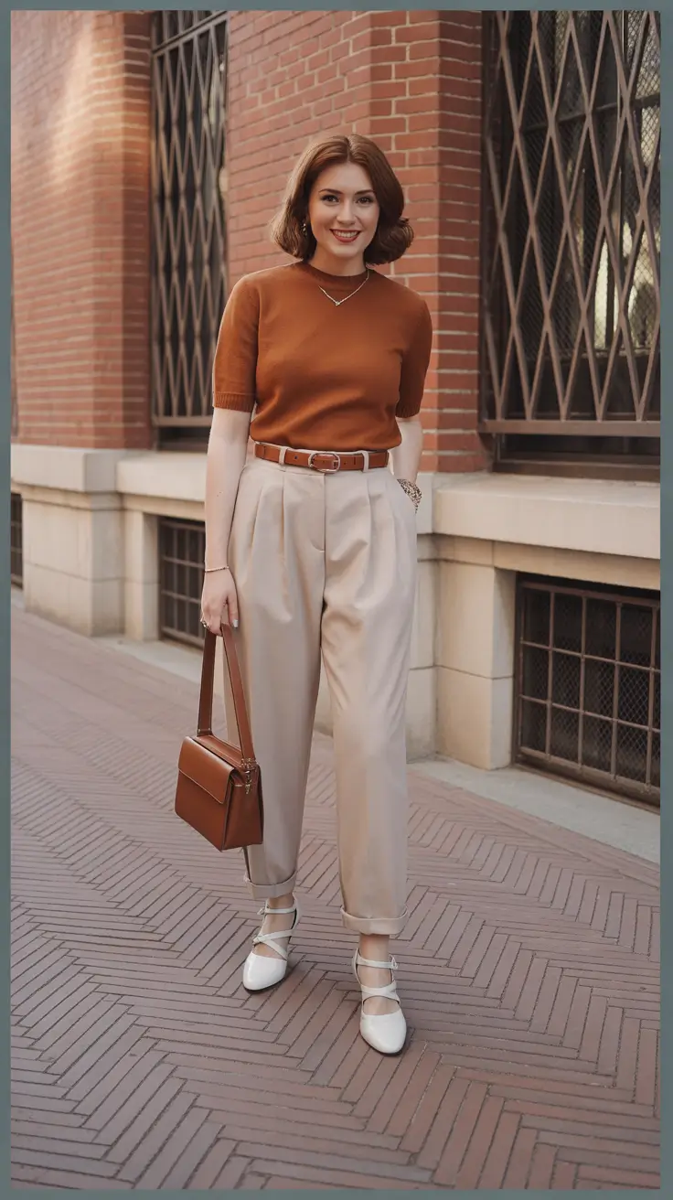 essential old money spring outfits 2026 Soft Blue Knit with Luxe Minimalist Trousers
