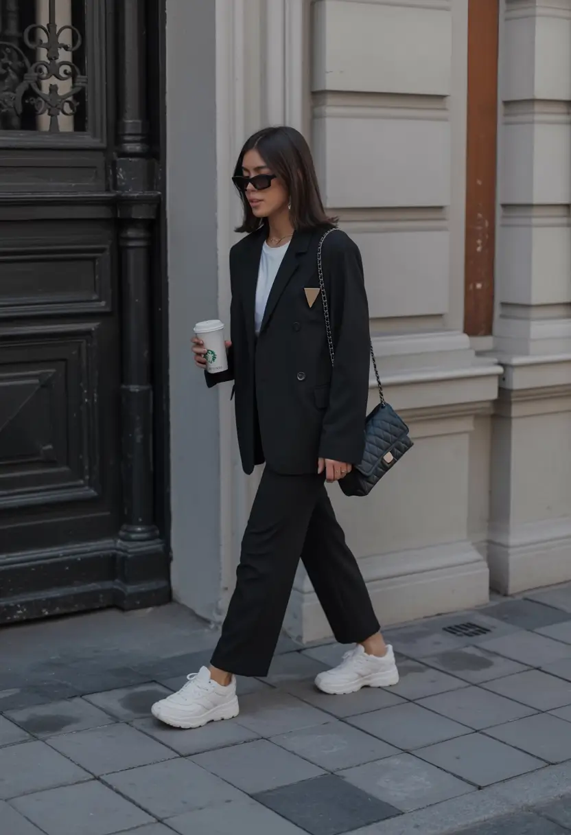 essential spring blazer outfits 2026 Urban black blazer confidence