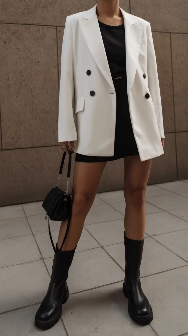 essential spring blazer outfits 2026 White blazer power with minimal contrast