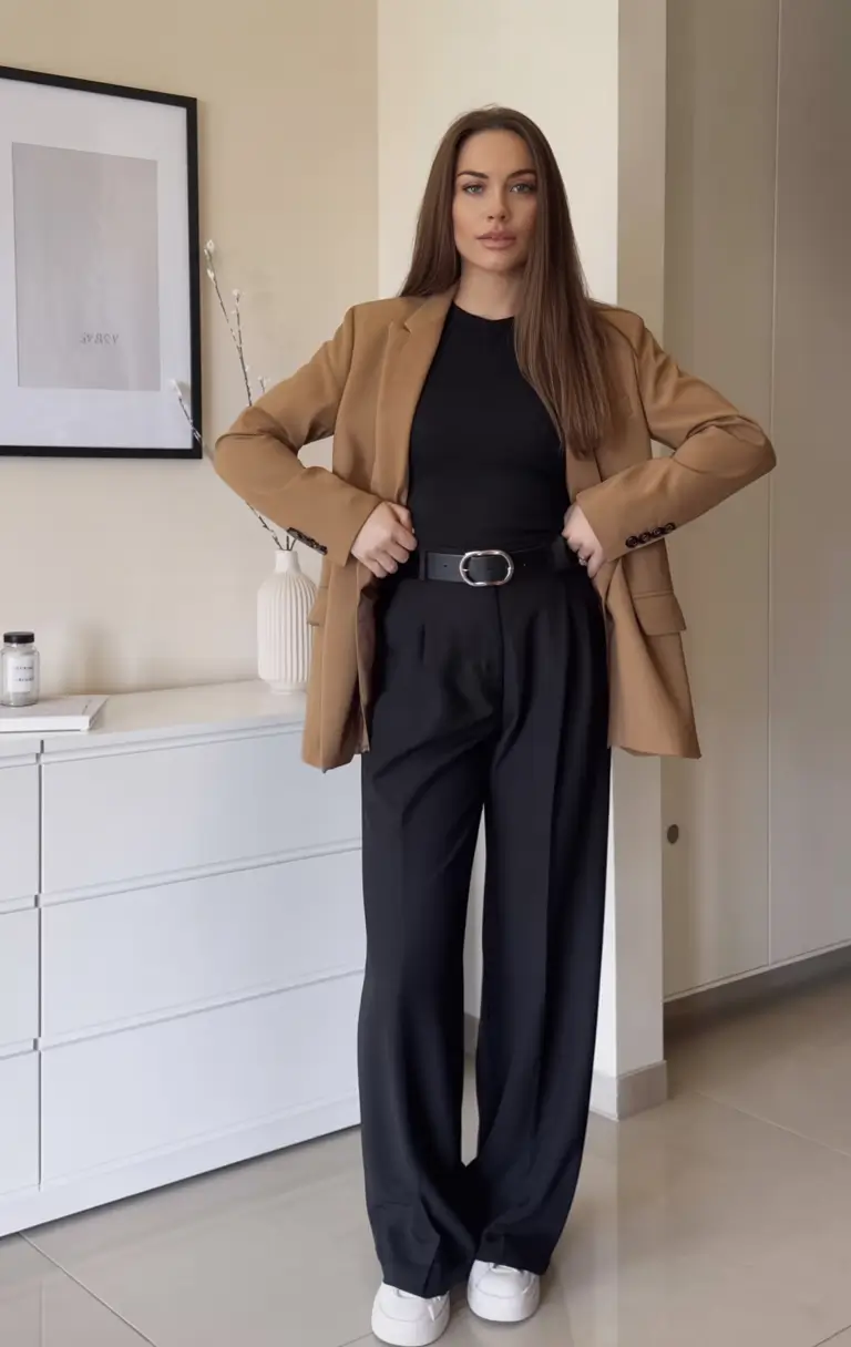 essential spring blazer outfits 2026 Classic camel blazer with modern edge