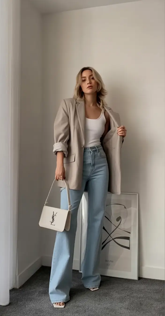 essential spring business casual outfits 2026 Light Denim Tailoring with Fresh Spring Ease