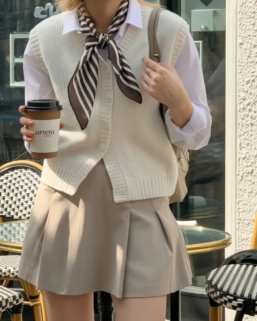 essential spring business casual outfits 2026 Playful Preppy Textures with a Soft Spring Skirt