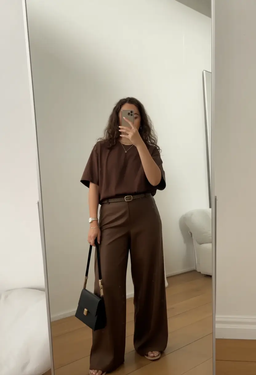 essential spring business casual outfits 2026 Monochrome Coffee Tones for Warm Minimalism
