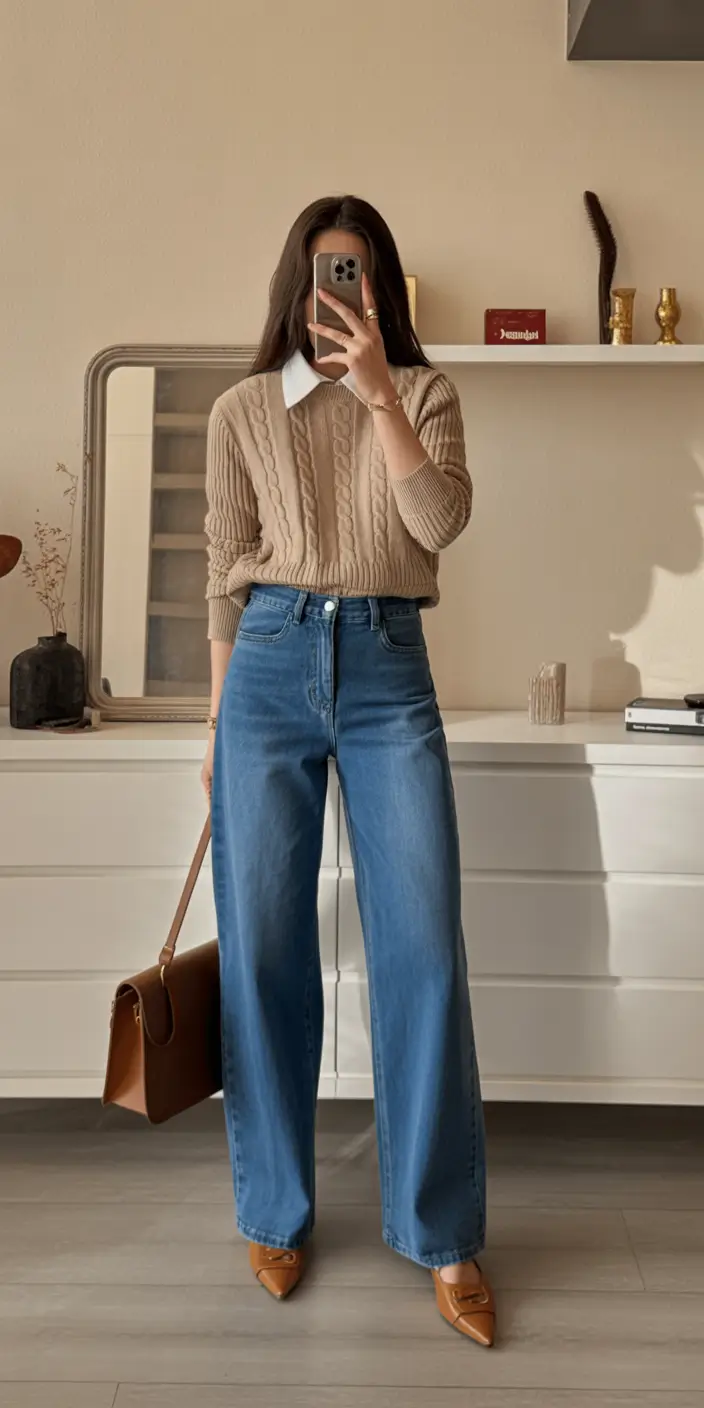 essential spring business casual outfits 2026 Soft Knit and Denim for Polished Casual Spring Days