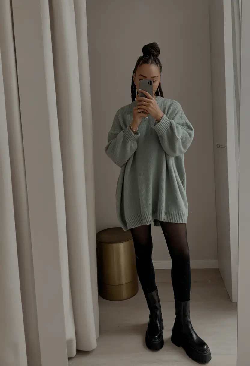 essential spring capsule wardrobe 2026 Oversized Knit With Minimal Black Accessories