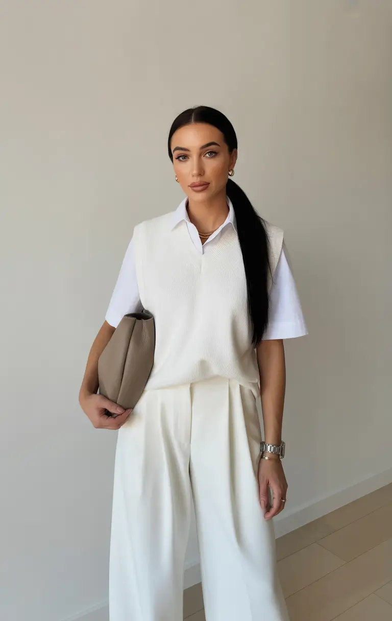 essential spring capsule wardrobe 2026 Layered Whites With Soft Tailoring