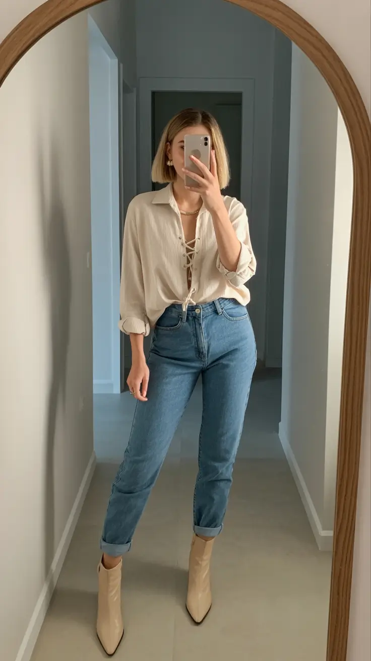 essential spring going out outfits 2026 The Lace Up Blouse Look That Feels Effortless And Fresh