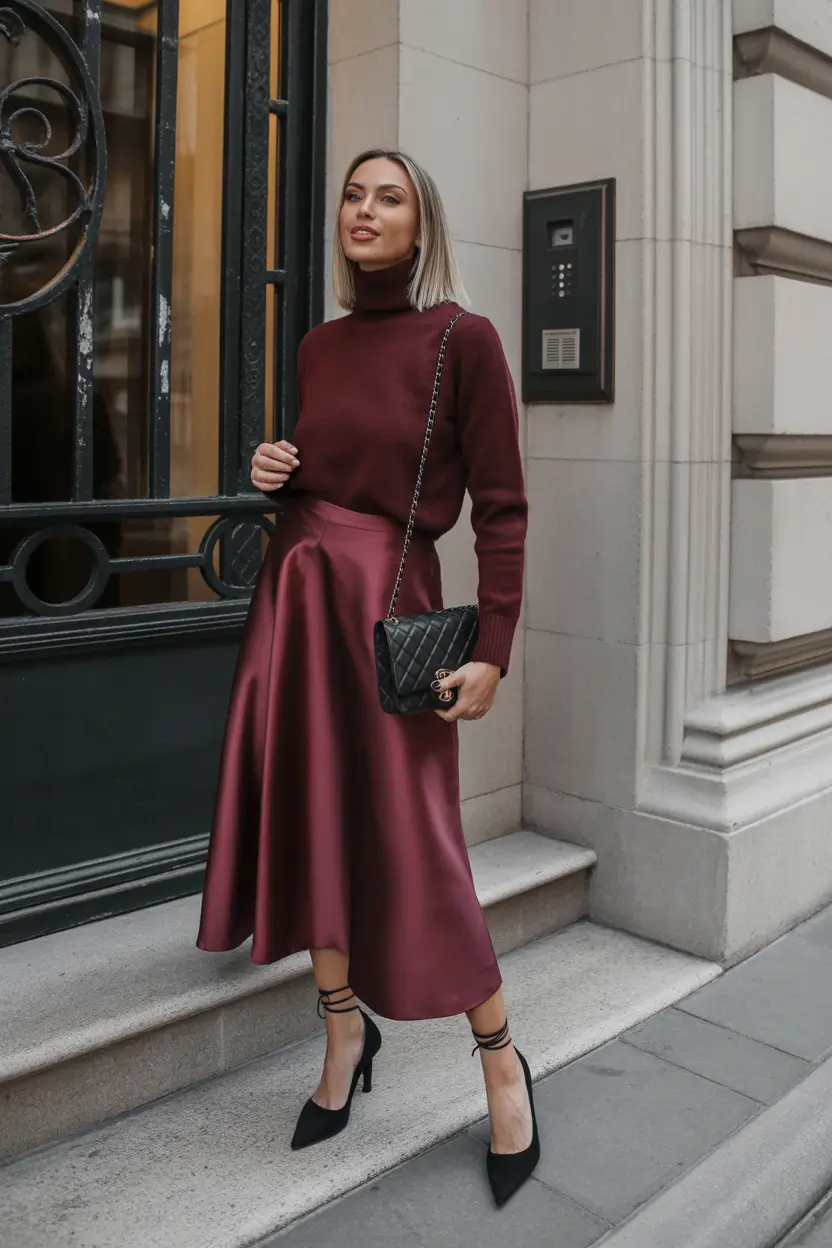 essential spring going out outfits 2026 The Monochrome Satin And Knit Pairing That Feels Elevated For Spring Nights