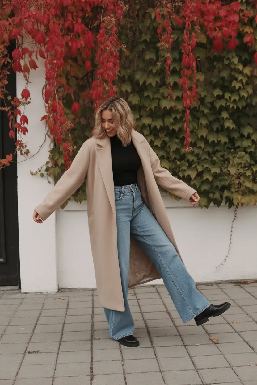 essential spring going out outfits 2026 The Long Coat And Denim Look That Makes Transitional Weather Feel Easy