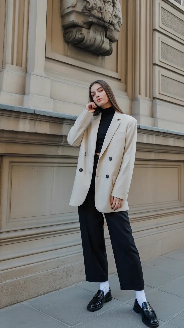 Essential spring office outfits 2026 Minimalist Blazer Look with Modern Proportions