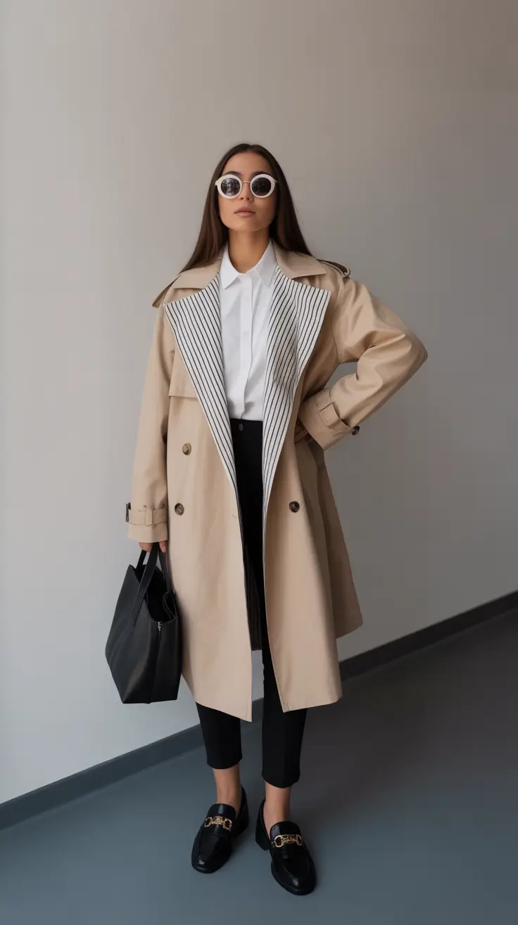 Essential spring office outfits 2026 Trench Coat and Tailored Pants for Classic Spring Dressing