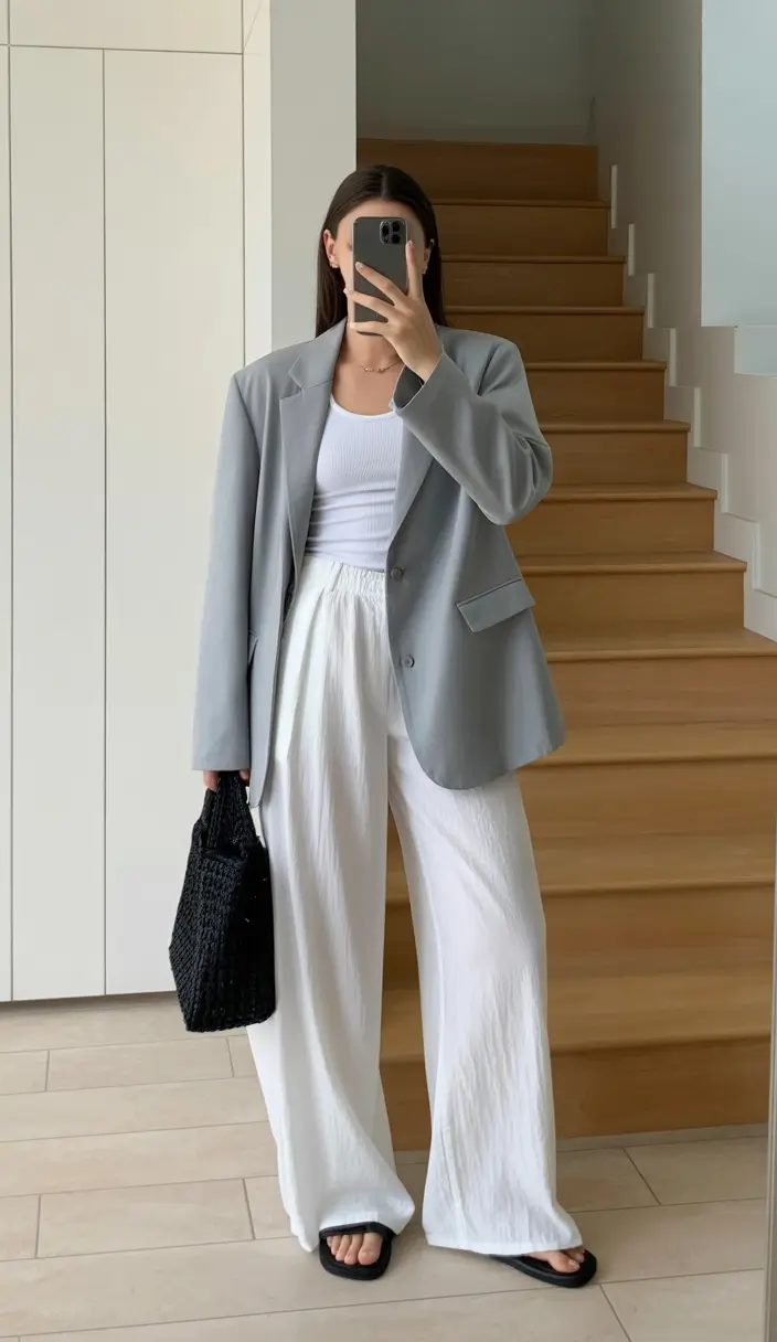 Essential spring office outfits 2026 Airy Neutrals with an Oversized Blazer