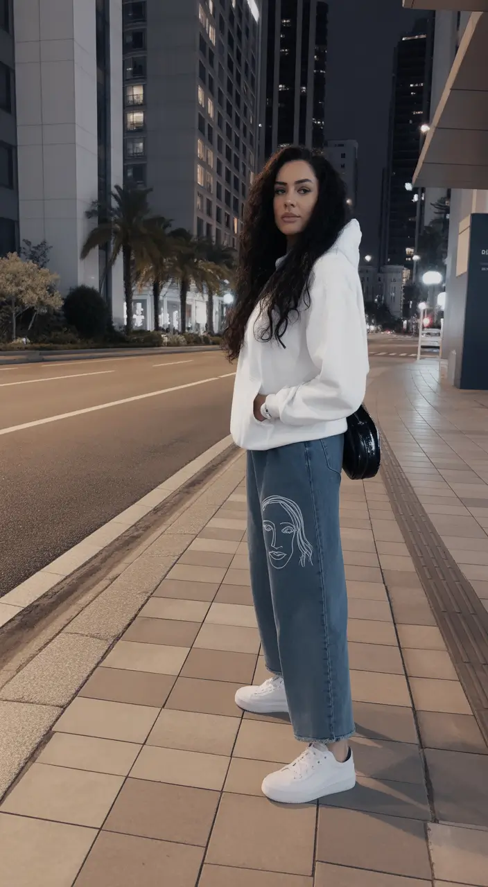 essential spring outfits for women over 30 2026 Urban Ease with Artistic Denim for Late Spring Nights