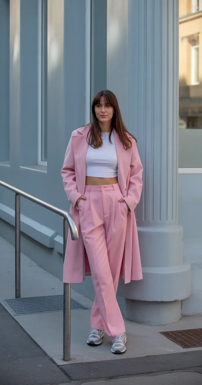 essential spring outfits for women over 30 2026 Playful Power Dressing in Pink Monochrome