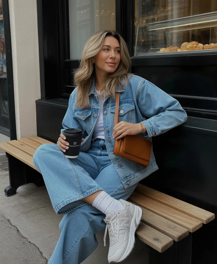 essential spring outfits for women over 30 2026 Denim on Denim with a Warm City Weekend Mood