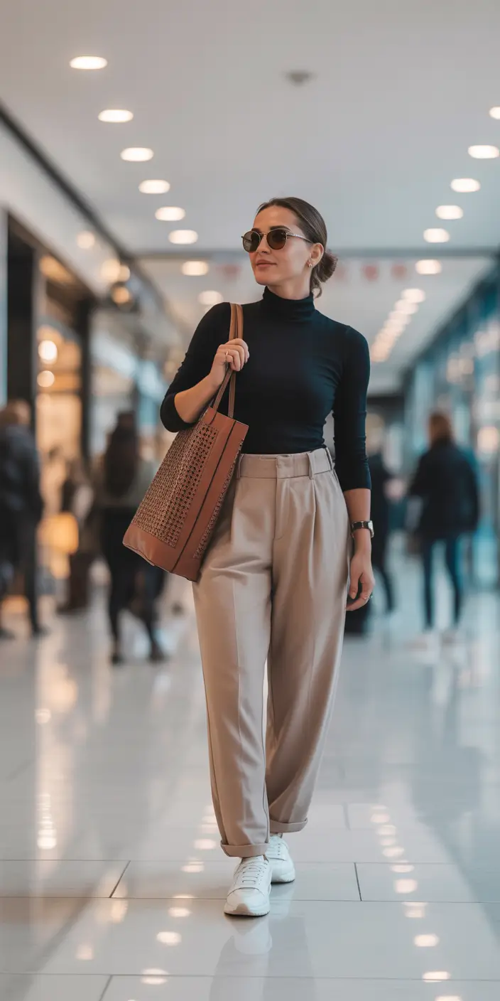 essential spring outfits for women over 30 2026 Minimalist Confidence in Sleek Shopping Day Neutrals