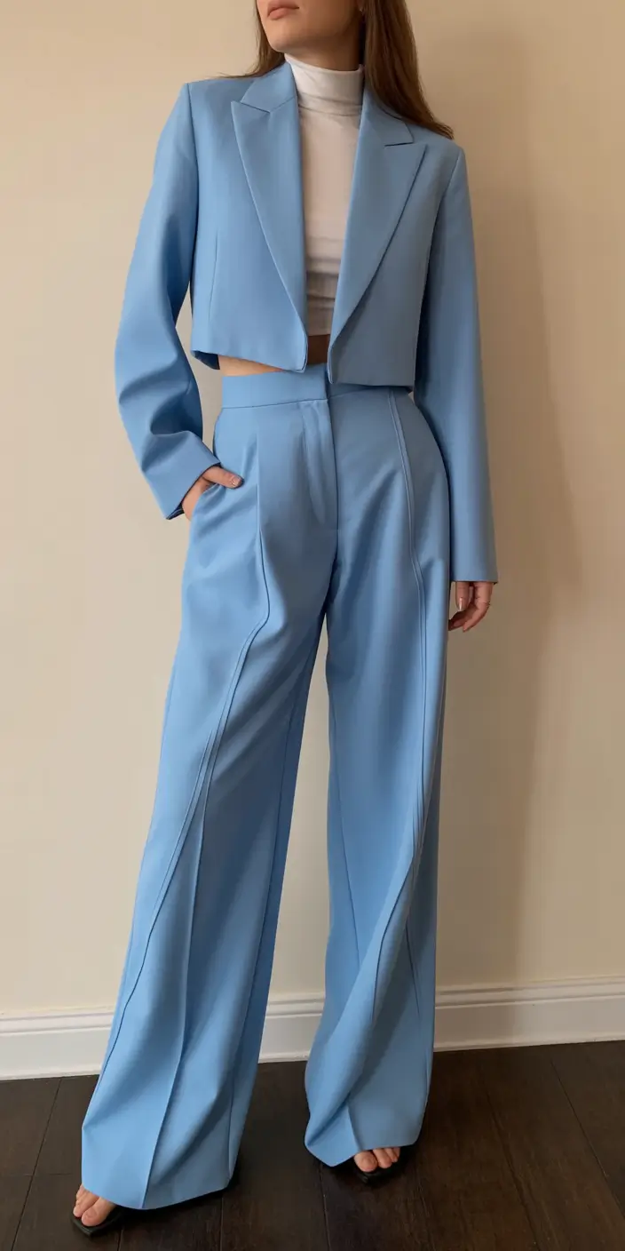 essential spring outfits for women over 30 2026 Powder Blue Tailoring for a Crisp Spring Refresh
