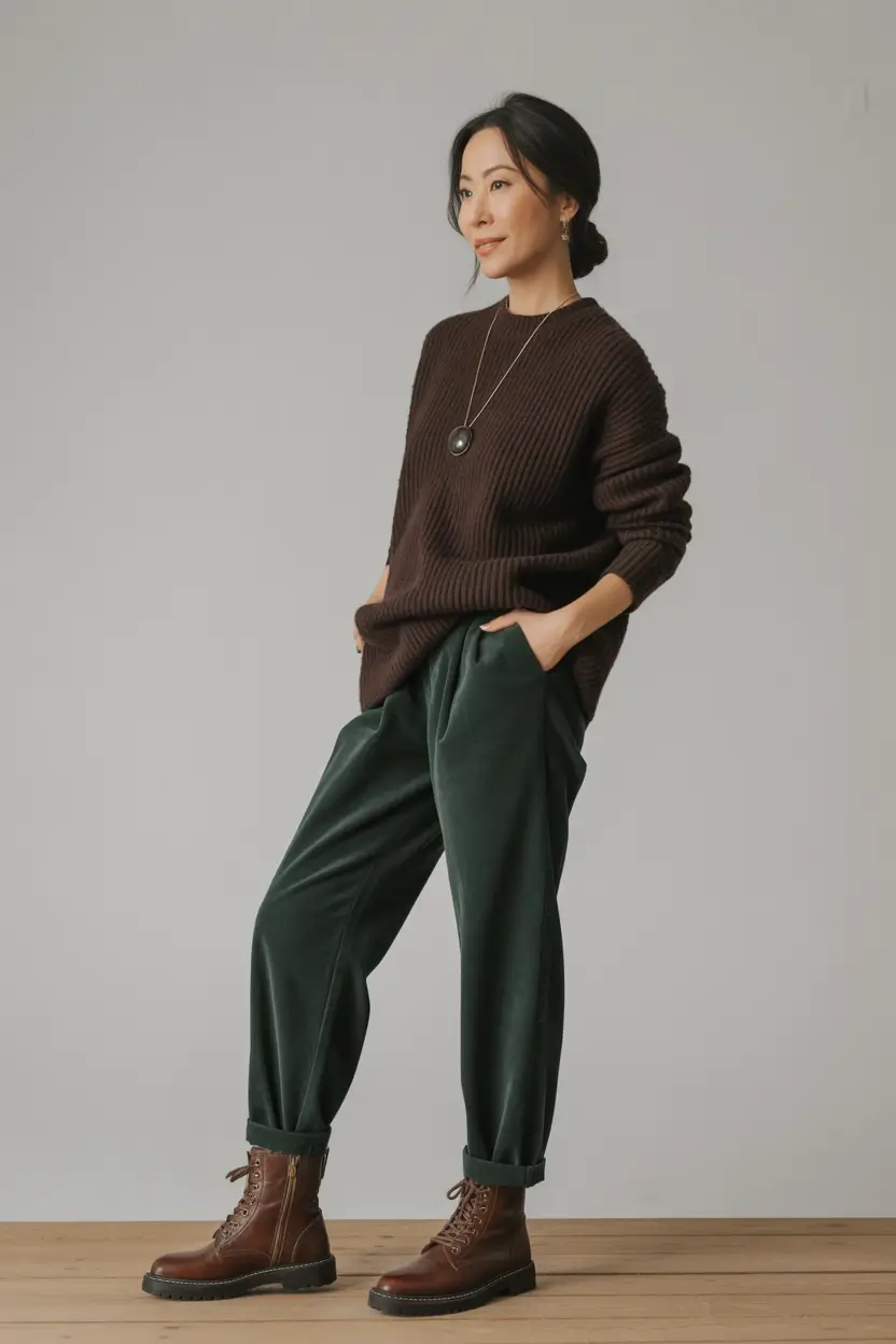 essential spring outfits for women over 40 2026 Earthy Tones with Cozy Textures