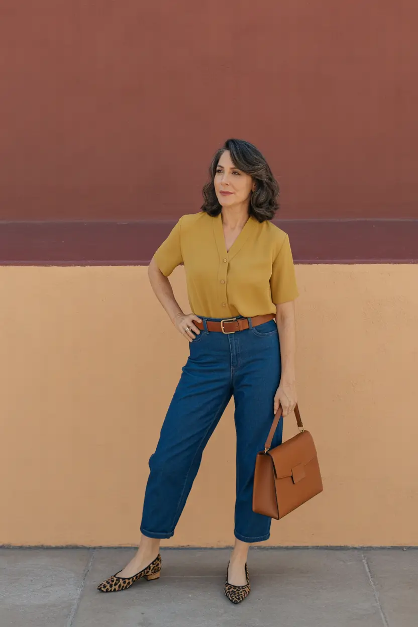 essential spring outfits for women over 40 2026 Warm Neutrals with Polished Denim