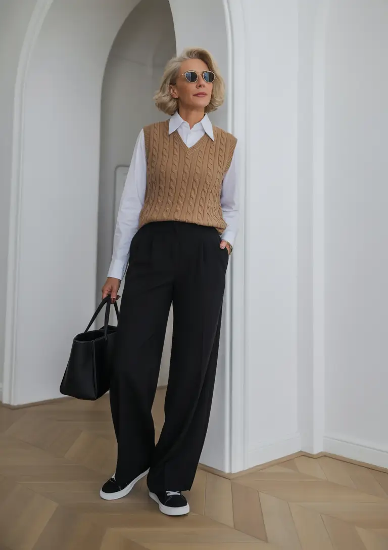 essential spring outfits for women over 40 2026 Modern Preppy Layers for a Sleek Spring Look