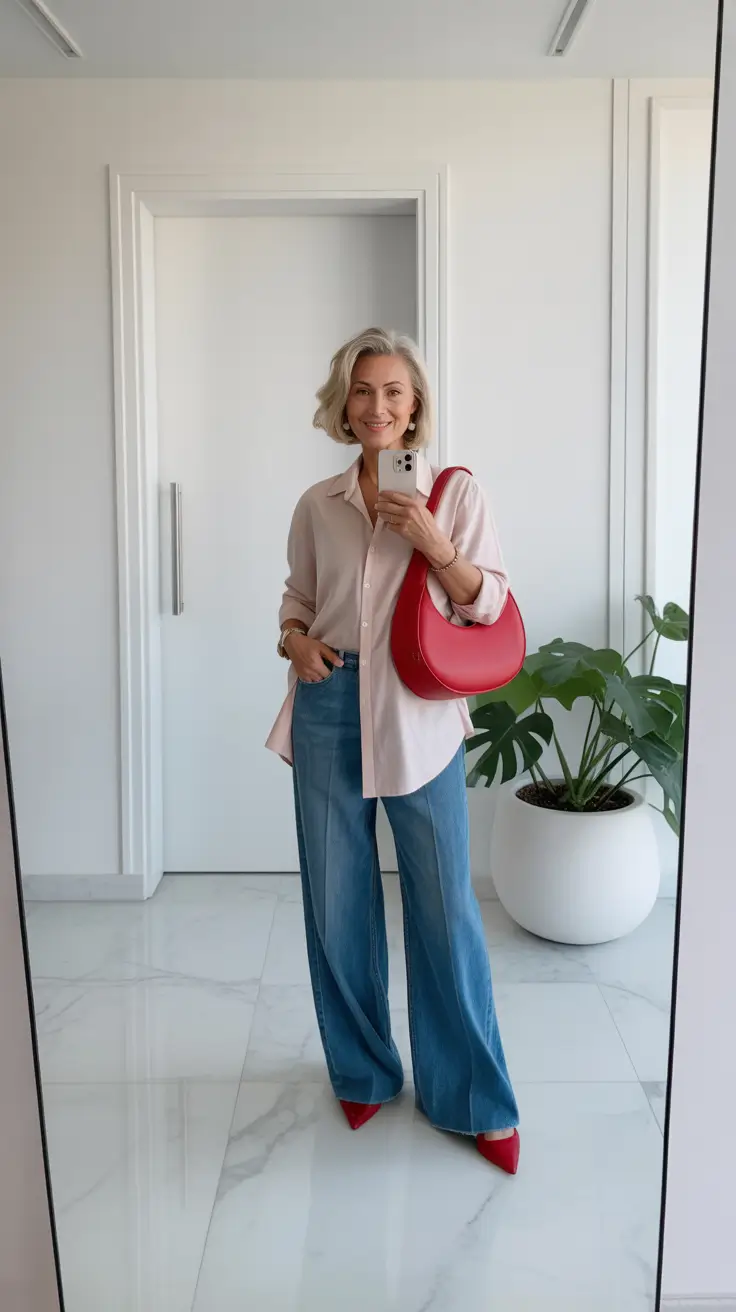 essential spring outfits for women over 50 2026 Soft Pastels with a Confident Pop of Red