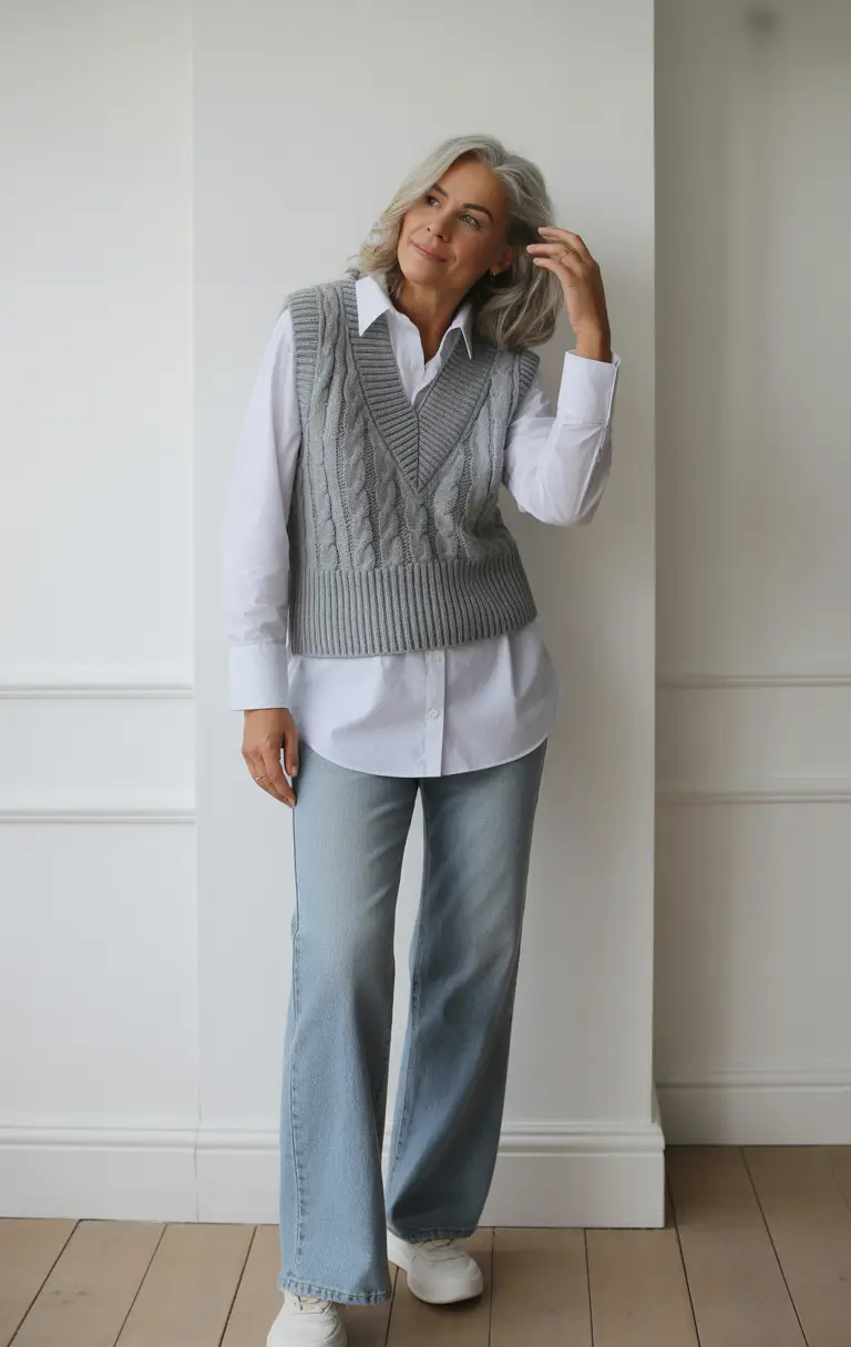 essential spring outfits for women over 50 2026 Classic Layers with a Soft Preppy Feel