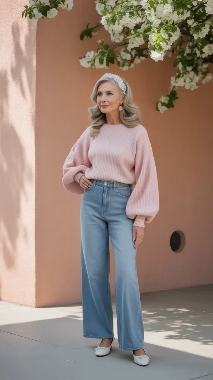 essential spring outfits for women over 50 2026 Pastel Sweaters with Gentle Spring Romance