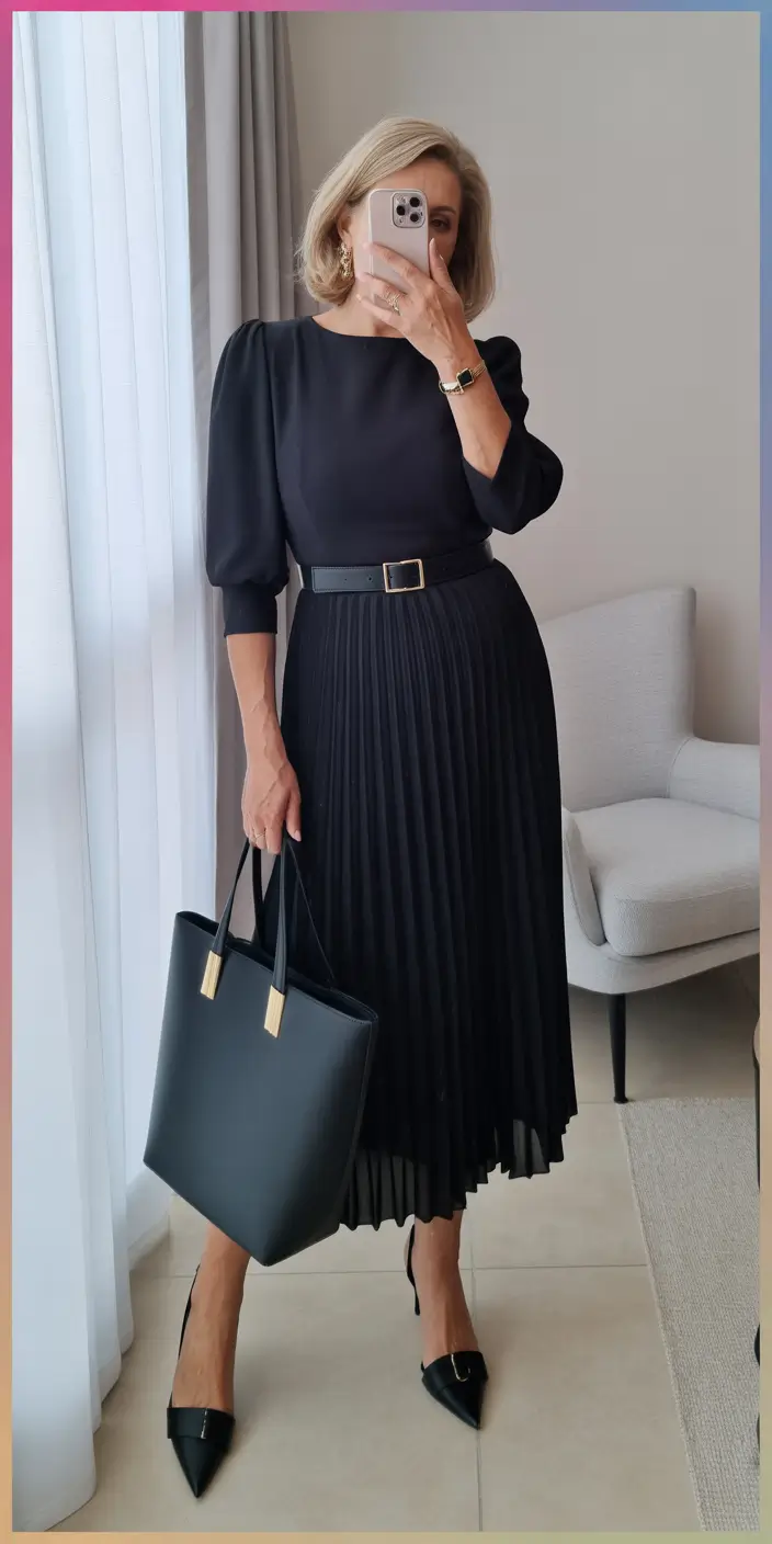 Essential Spring Outfits for Women Over 60 2026 Elegant All Black with Sculpted Movement