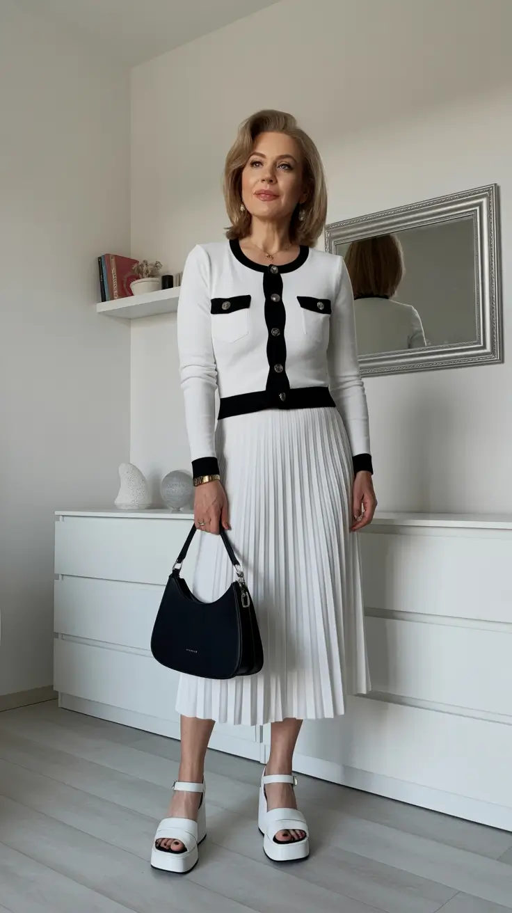 Essential Spring Outfits for Women Over 60 2026 Monochrome Elegance with a Modern Twist