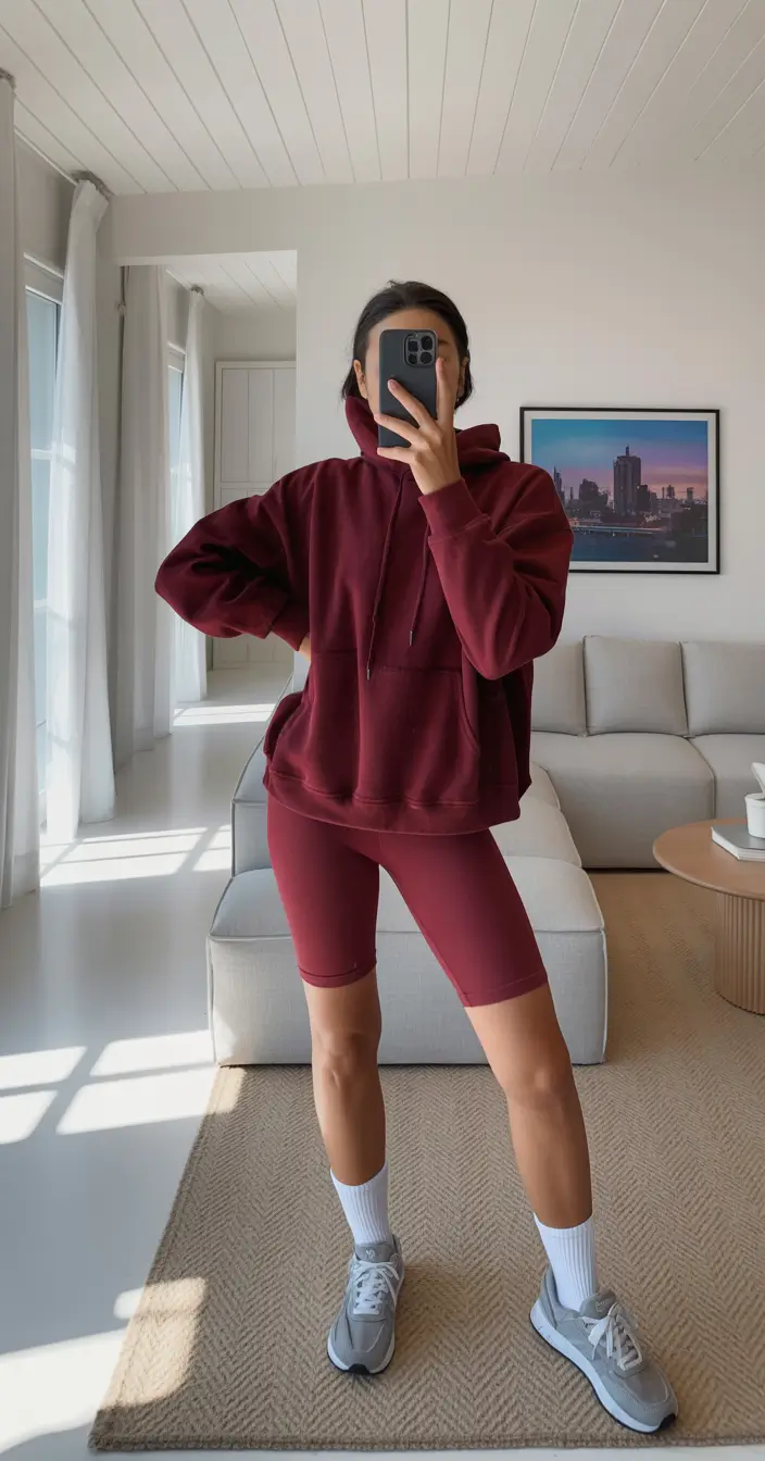 essential spring sport outfits for women 2026 Monochrome Burgundy For Cozy Spring Comfort