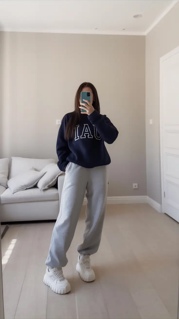 essential spring sport outfits for women 2026 Classic Navy And Gray For Sporty Spring Ease