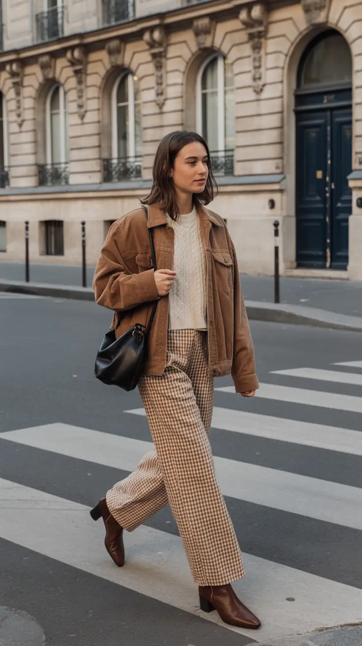essential spring travel outfits 2026 Checked Neutrals for Soft European Spring Streets