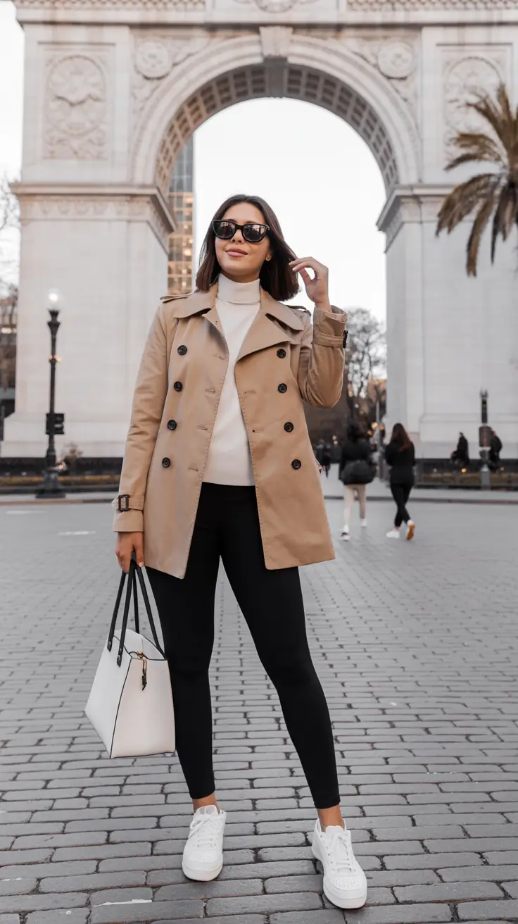 essential spring travel outfits 2026 Classic Trench with Travel Ready Layers