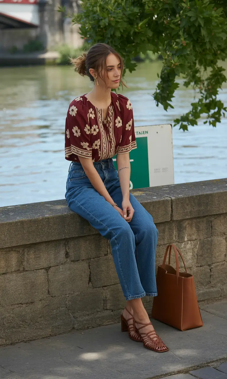 essential spring travel outfits 2026 Embroidered Romance with Classic Denim