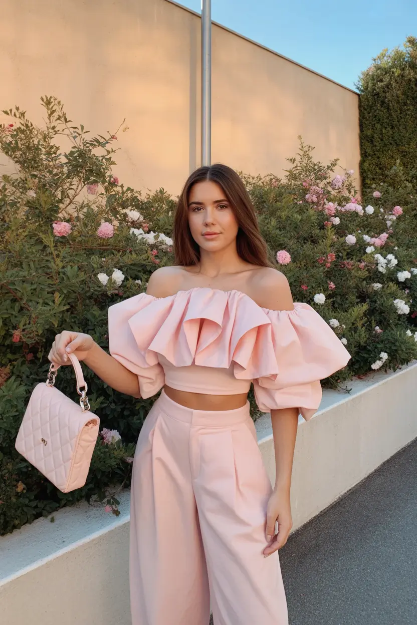 essential spring wedding outfit 2026 Ruffled Statement Separates for a Playful Spring Guest Look