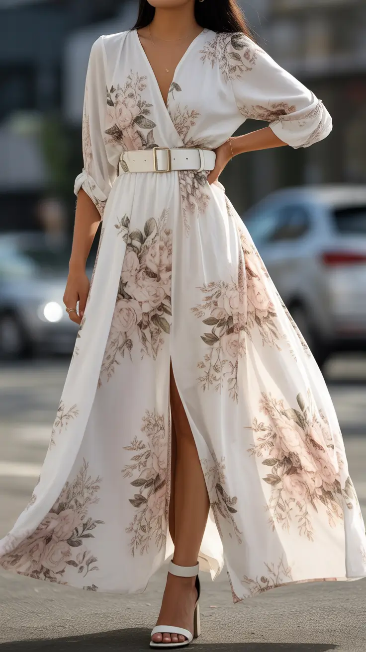 essential spring wedding outfit 2026 Soft Floral Wrap Silhouette for a Garden Celebration