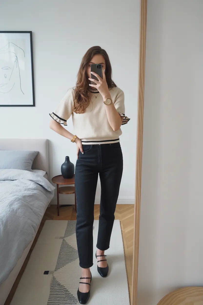 essential spring workwear 2026 Soft Ruffles with Clean Black Lines