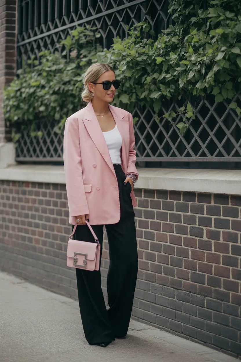 essential spring workwear 2026 Pastel Power Blazer with Classic Black Tailoring