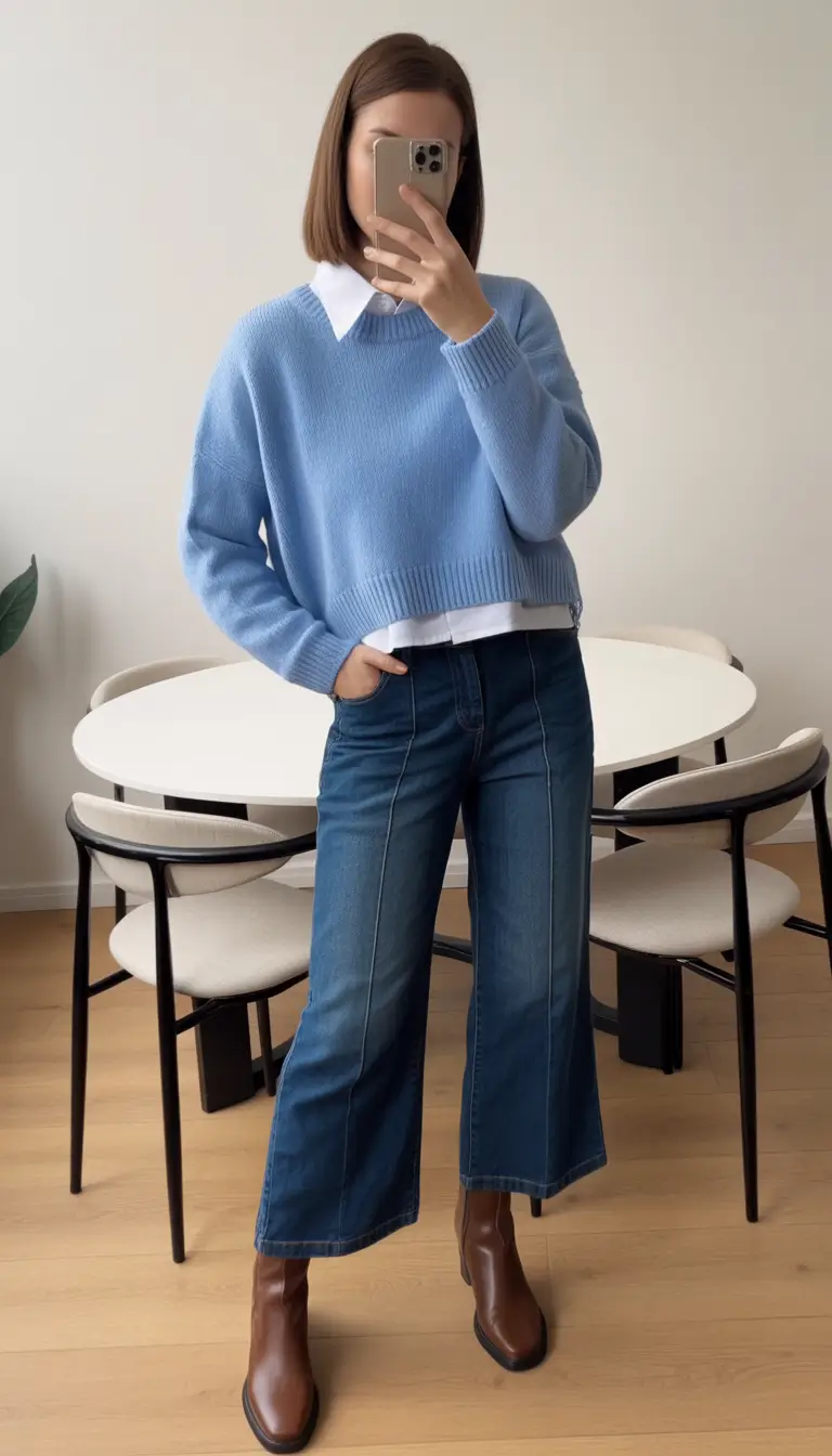 essential spring workwear 2026 Fresh Blue Layers for Early Spring Days
