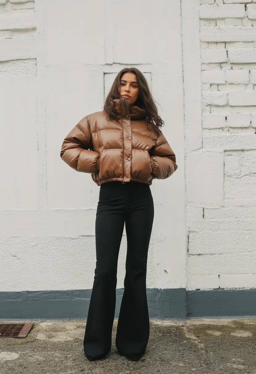 fashionable spring mom outfits 2026 The Cropped Puffer Look That Makes Cold Spring Feel Chic